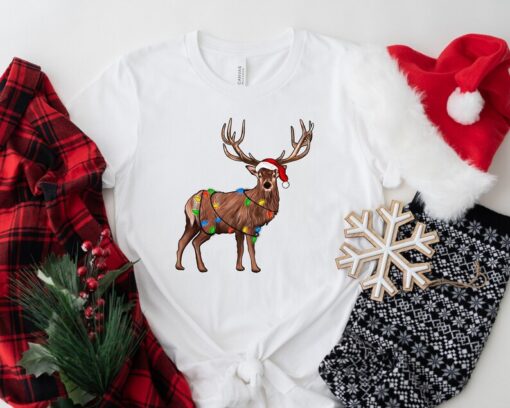 Reindeer Christmas Shirt, Christmas lights Shirt, Peeping Reindeer Shirt, Merry Christmas Shirt