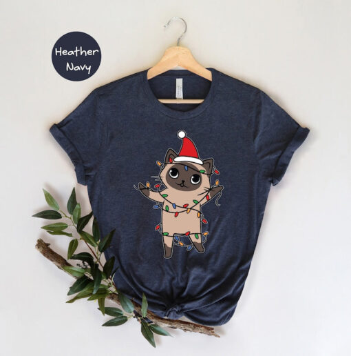 Christmas Cat Shirt, Cute Cat Shirt, Cat Lover Shirt, Christmas Animal, Santa Cat Shirt, Holiday Shirt