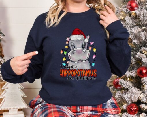 I Want A Hippopotamus For Christmas Sweatshirt, Christmas Hippopotamus Shirt, Funny Christmas Gift Shirt