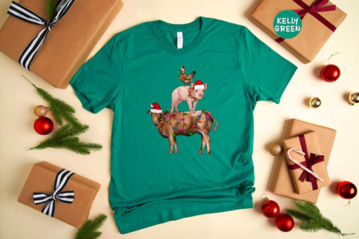 Farm Animals Christmas Shirt, Christmas Pig T-Shirt, Country Christmas Shirt, Christmas Chicken Shirt, Farm Animal Shirt