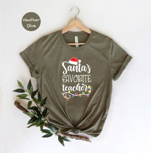 Santa's Favorite Teacher Shirt, Christmas Shirt, Christmas Light Shirt, Teaching Shirt, Gift For Teacher