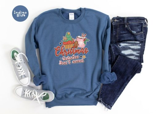 Christmas Sweatshirt, Christmas Calories Don't Count Hoodie, Retro Christmas Design Sweatshirt, Christmas Hoodie