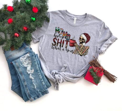 Ho Ho Holy Shit Shirt, Christmas T-Shirt, Cozy Holiday Shirt, Funny Holiday Gift Tees