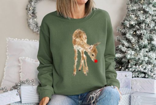 Christmas Sweatshirt, Rudolph Crewneck, Vintage Winter Sweatshirt, Deer Christmas Sweater, Cute Christmas Gift