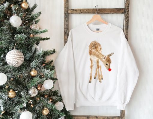 Christmas Sweatshirt, Rudolph Crewneck, Vintage Winter Sweatshirt, Deer Christmas Sweater, Cute Christmas Gift