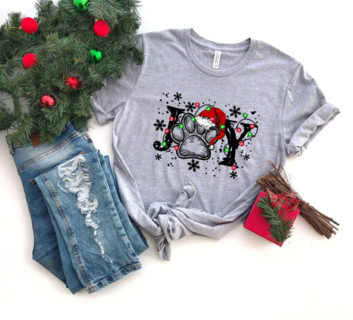 Christmas Dog Mom Shirt, Christmas Joy T-shirt, Joy Paw Tee, Cute Christmas Shirt, Christmas Women Outfit