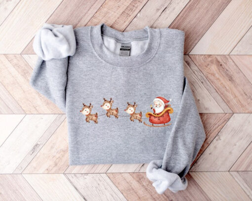 Santa Sweatshirt, Reindeer Sweatshirt, Christmas Sweatshirt, Christmas Shirt, Xmas Shirt, Christmas Gift, Family Shirt