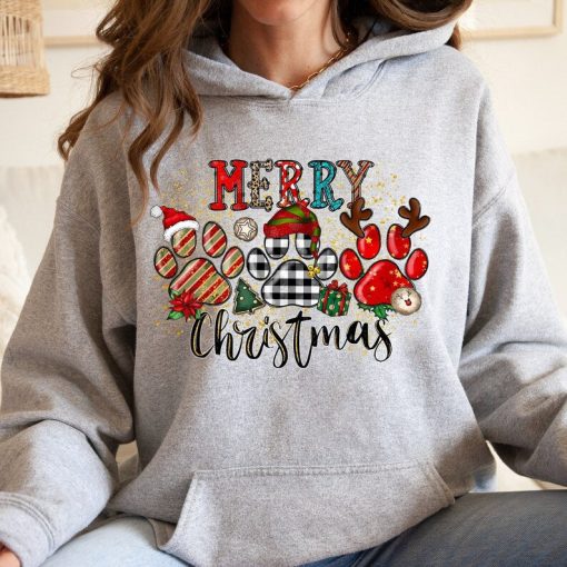 Merry Christmas Paws Hoodie, Christmas Hoodie, Merry Christmas, Paws Hoodie, Christmas Dog Hoodie