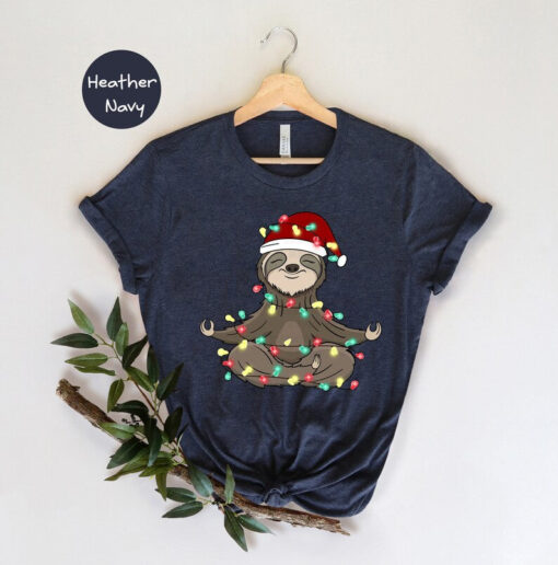 Sloth Christmas Shirt, Merry Slothmas T-Shirt, Christmas Yoga Shirt, Yoga Lover Gift, Sloth Lover Shirt, Woman Pilates Tee