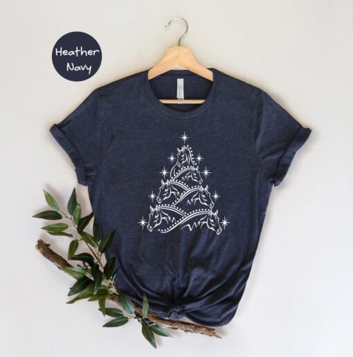 Horses Christmas Tree Shirt, Horse T-Shirt, Animal Lover Shirt, Horse Lover Gift, Christmas Party