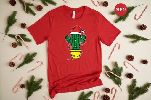 Christmas Lights Cactus Shirt, Holiday Cactus T-Shirt, Cute Cactus Shirt, Xmas Cactus Shirt, Western Christmas Shirt