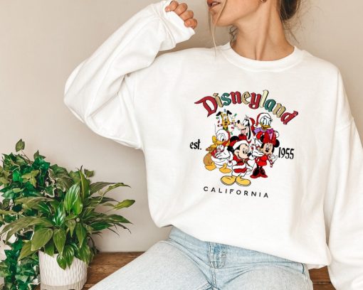 Retro Mickey And Friends Disneyland Christmas Sweatshirt, Disneyland Shirt, Christmas sweat