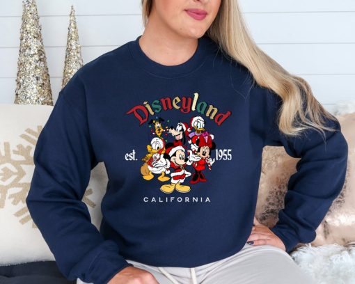 Retro Mickey And Friends Disneyland Christmas Sweatshirt, Disneyland Shirt, Christmas sweat