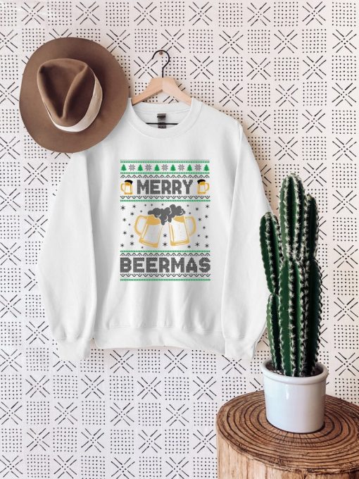 Merry Christmas Sweatshirt, Christmas Beer Shirt, Drinking Graphic Sweater