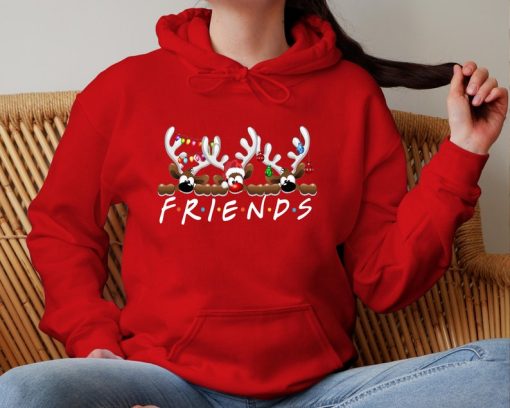 Reindeer horn hoodie, Christmas gift Hoodie, Friends Tv Show Logo, Friends Personalized Shirts, Besties Xmas Shirt