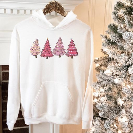 Christmas Pink trees Hoodie, Christmas hoodie, Christmas gift hoodie, hoodie for woman, Family hoodie, Gift hoodie mom