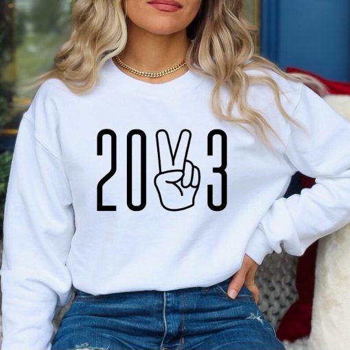 2023 Sweatshirt, 2023 Peace Sign Sweatshirt, New Year Sweatshirt, Christmas Sweatshirt, Merry Christmas Gift