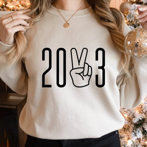 2023 Sweatshirt, 2023 Peace Sign Sweatshirt, New Year Sweatshirt, Christmas Sweatshirt, Merry Christmas Gift