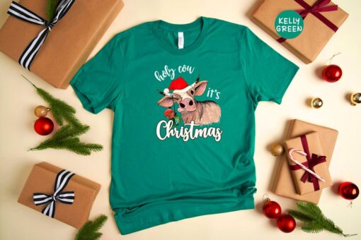 Holy Cow It's Christmas Shirt, Christmas Cow Shirt, Holiday Christmas Shirt, Funny Christmas Shirt