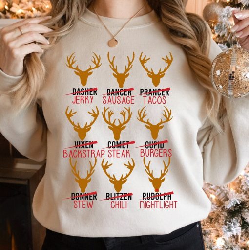 Reindeer Sweatshirt, Christmas Sweatshirt, Reindeer Meat Sweatshirt, Reindeer Butcher Sweatshirt, Santa Reindeer Sweatshirt