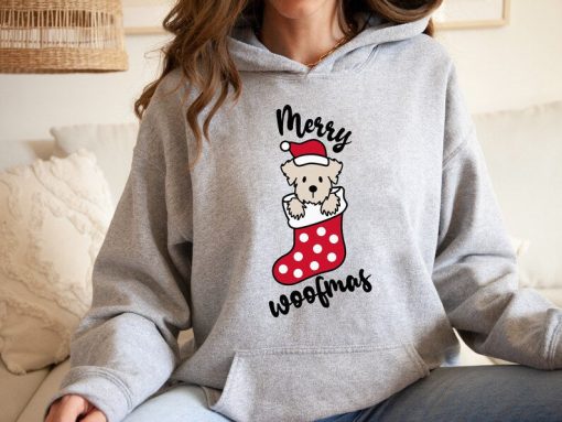 Merry Woofmas Hoodie, Christmas Dog Hoodie, Christmas Hoodie, Cute Christmas Hoodie, Dog Lover Hoodie, Dog Hoodie Gift