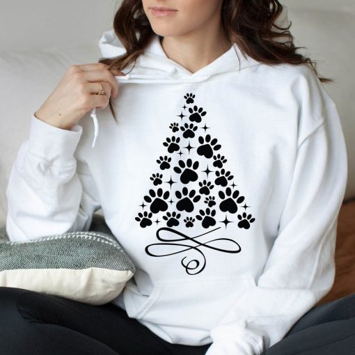 Paw Print Christmas Tree Hoodie, Christmas Hoodie, Christmas Pets Hoodie, Winter Hoodie, Holiday Hoodie