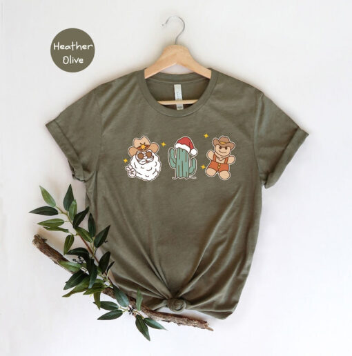 Christmas T-Shirt, Cute Santa Shirt, Western Christmas Shirt, Retro Santa Shirt, Cactus T-Shirt