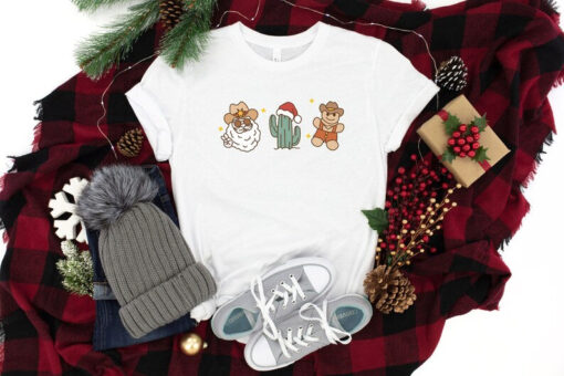 Christmas T-Shirt, Cute Santa Shirt, Western Christmas Shirt, Retro Santa Shirt, Cactus T-Shirt