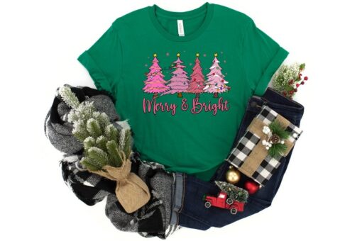 Christmas T-shirts for Women, Merry and Bright T-shirt, Christmas Holiday Shirt for Women, Christmas Shirt