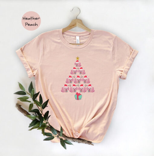 Christmas Axolotl Tree Shirt, Axolotl Lover T-Shirt, Pink Christmas Tree, Santa Axolotl Shirt, Christmas Party Shirt