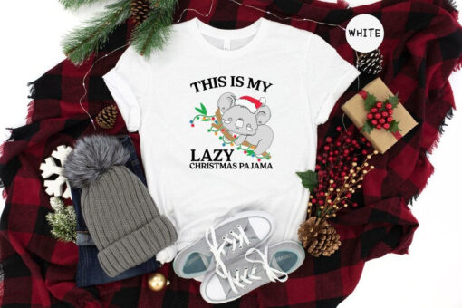 This is My Lazy Christmas Pajama Shirt, Funny Christmas Shirt, Christmas Koala T-Shirt, Christmas Lights Koala, Holiday Shirt