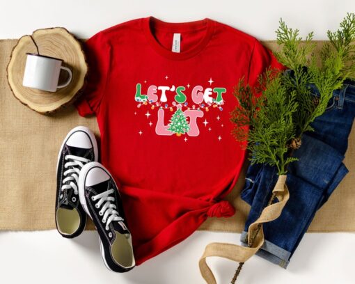 Christmas Shirt, Let's Get Lit T-Shirt, Christmas Tree Shirt, Christmas Light Tee, Christmas Gift