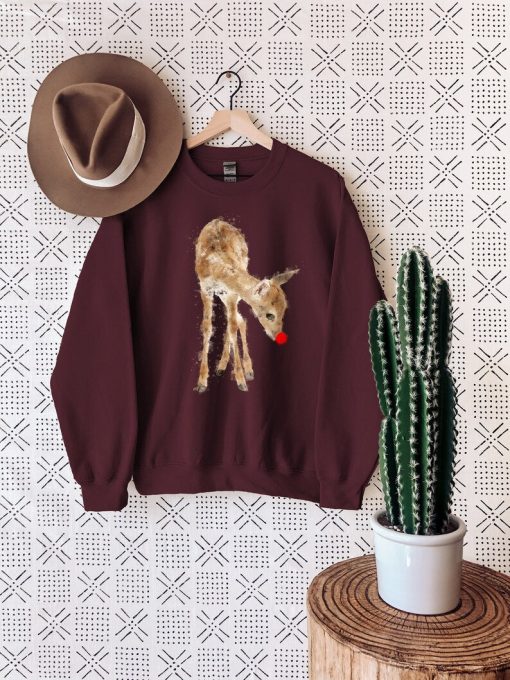 Christmas Sweatshirt, Rudolph Crewneck, Vintage Winter Sweatshirt, Deer Christmas Sweater, Cute Christmas Gift