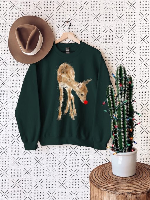 Christmas Sweatshirt, Rudolph Crewneck, Vintage Winter Sweatshirt, Deer Christmas Sweater, Cute Christmas Gift