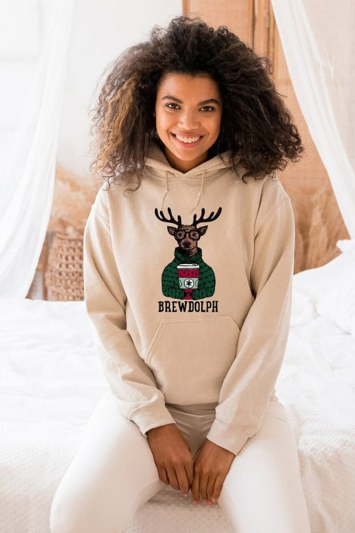 Brewdolph Christmas Hoodie, Christmas Hoodie, Reindeer Hoodie, Christmas Coffee, Merry Christmas, New Year Hoodie