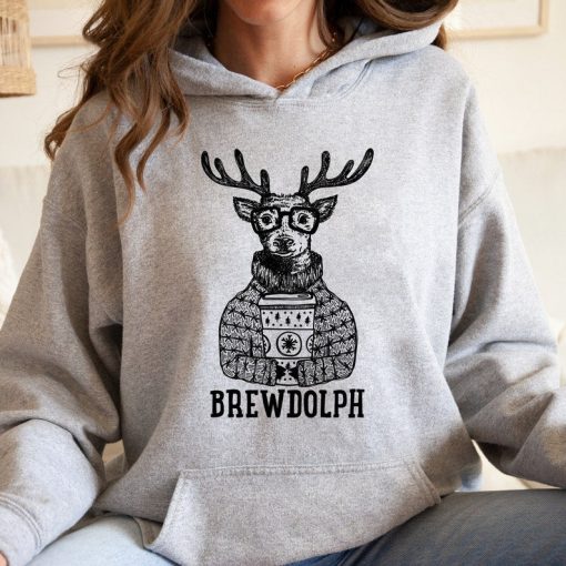 Brewdolph Christmas Hoodie, Christmas Hoodie, Reindeer Hoodie, Christmas Coffee, Merry Christmas, New Year Hoodie