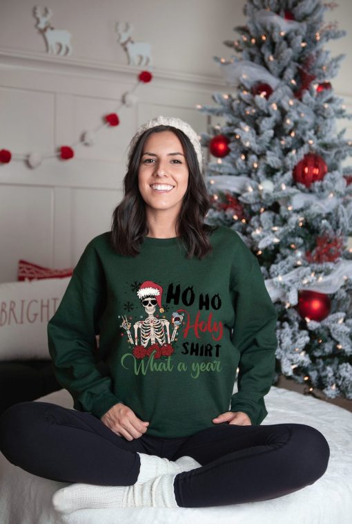 Ho Ho Holy Christmas Shirt What A Year, Christmas Sweatshirt, Skeleton Sweatshirt, Lights Sweatshirt, Christmas Skeleton Lights