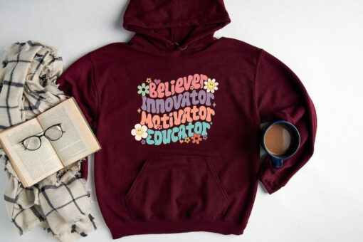 Believer innovator educator hoodie, Funny Christmas hoodie, woman's hoodie, Group family hoodie, gift hoodie for mom