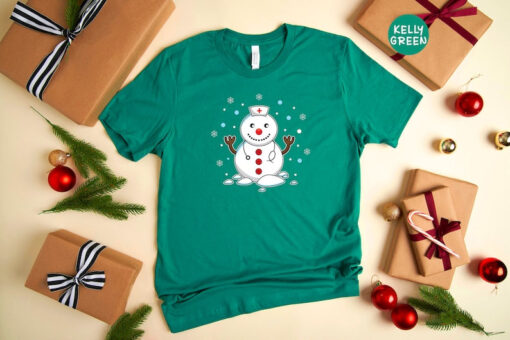 Christmas Snowman Nurse Shirt, Cute Nurse T-Shirt, Gift for Nurse, Snowman Shirt, Holiday Nurse Apparel, Cute Nurse Shirt