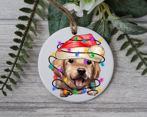 Golden Retriever Christmas Light, Personalized Pet Ornament, Custom Dog Christmas Ornament, Personalized Ornament