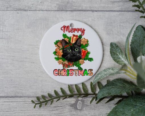 Bombay Cat Merry Christmas Light, Personalized Pet Ornament With Name, Custom Cat Christmas Ornament, Xmas Pet Gift