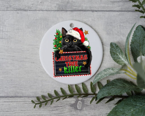 Bombay Cat with Christmas Tree , Personalized Pet Ornament With Name, Custom Cat Christmas Ornament