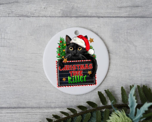 Bombay Cat with Christmas Tree , Personalized Pet Ornament With Name, Custom Cat Christmas Ornament