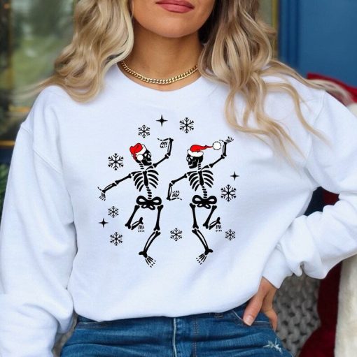 Christmas Skeleton Sweatshirt, Christmas Dancing Skeleton Sweatshirt, Merry Christmas Skeleton Sweater