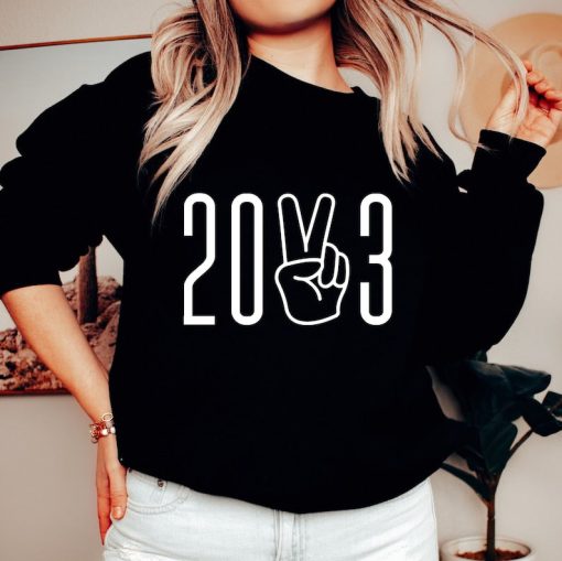 2023 Sweatshirt, 2023 Peace Sign Sweatshirt, New Year Sweatshirt, Christmas Sweatshirt, Merry Christmas Gift