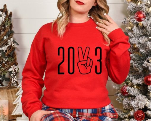 2023 Sweatshirt, 2023 Peace Sign Sweatshirt, New Year Sweatshirt, Christmas Sweatshirt, Merry Christmas Gift