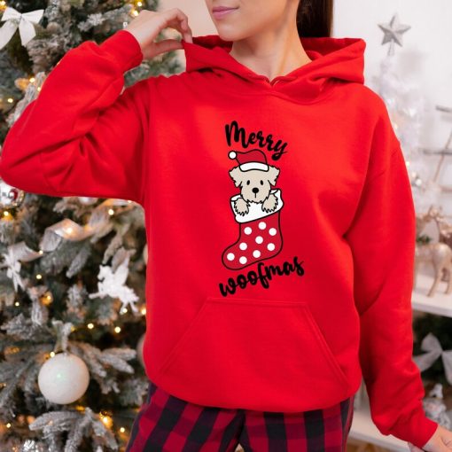 Merry Woofmas Hoodie, Christmas Dog Hoodie, Christmas Hoodie, Cute Christmas Hoodie, Dog Lover Hoodie, Dog Hoodie Gift