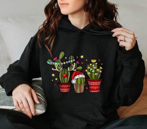 Christmas Cactus Hoodie, Christmas Hoodie, Christmas Vibes, Winter Hoodie, Christmas Hoodie, Holiday Hoodie, New Year Hoodie