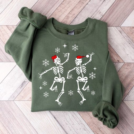 Christmas Skeleton Sweatshirt, Christmas Dancing Skeleton Sweatshirt, Merry Christmas Skeleton Sweater