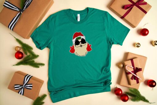 Christmas T-Shirt, Hippie Santa Shirt, Cool Santa Shirt, Peace Santa Shirt, Christmas Costume